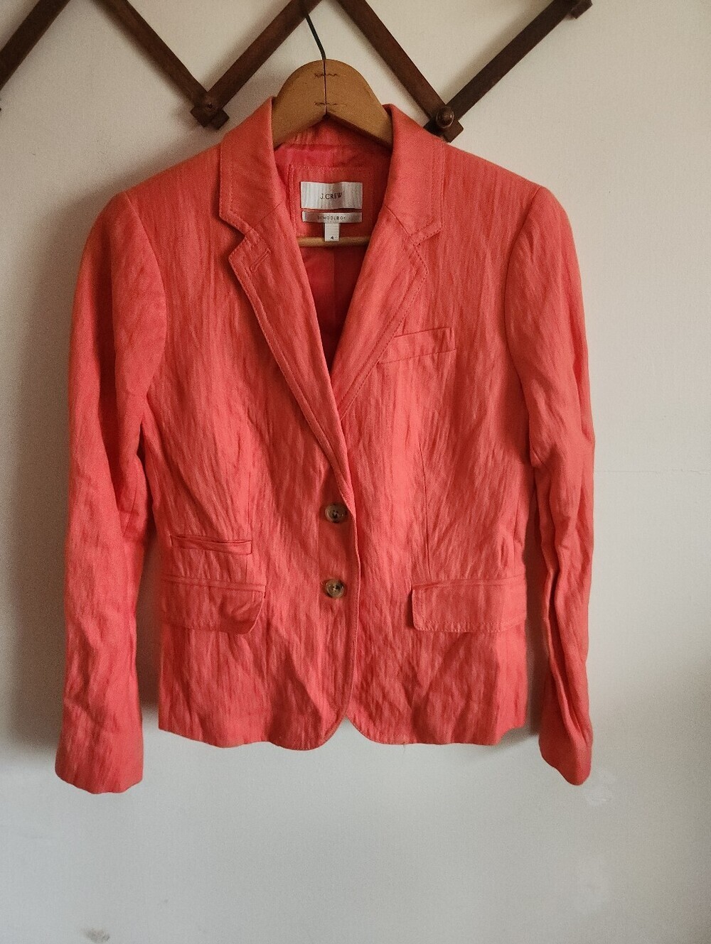 J. Crew Schoolboy Coral Viscose Blend Blazer Jacket Lined Thick Small 4